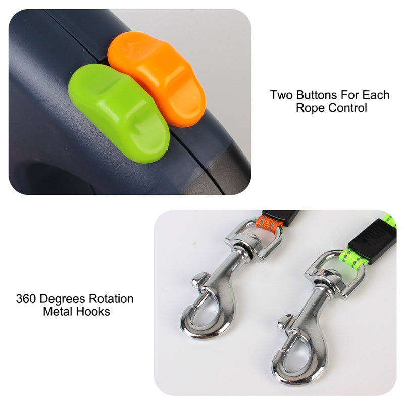 Retractable Dog Leash For Small Dogs Reflective Dual Pet Leash Lead